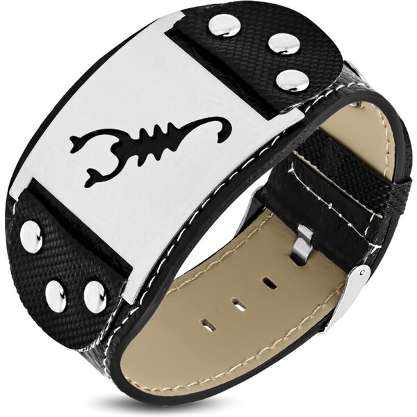 CITY STORM Hrubý pánsky náramok z eko kože so škorpiónom 66888870