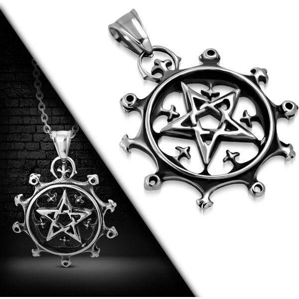 CITY STORM Pánska retiazka s okrúhlym príveskom s hviezdou Pentagram 66889031