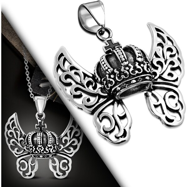 CITY STORM Pánska oceľová retiazka s príveskom kráľovská koruna s 66889019