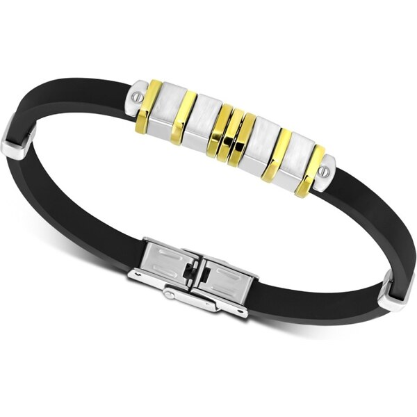 CITY STORM Pánsky silikónový náramok s oceľovou strieborno-zlatou 66889118