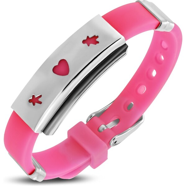 CITY STORM Silikónový náramok v kombinácií s oceľou so srdiečkom Elsa 66889468