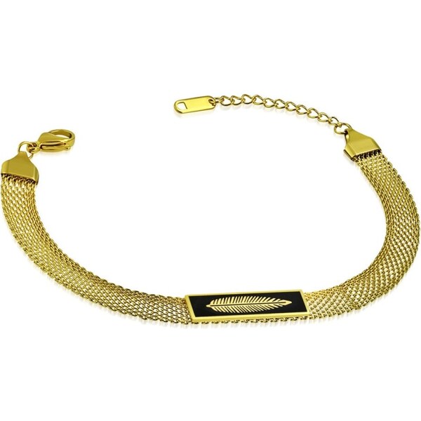 CITY STORM Dámsky oceľový náramok v zlatej farbe s pierkom 66888808