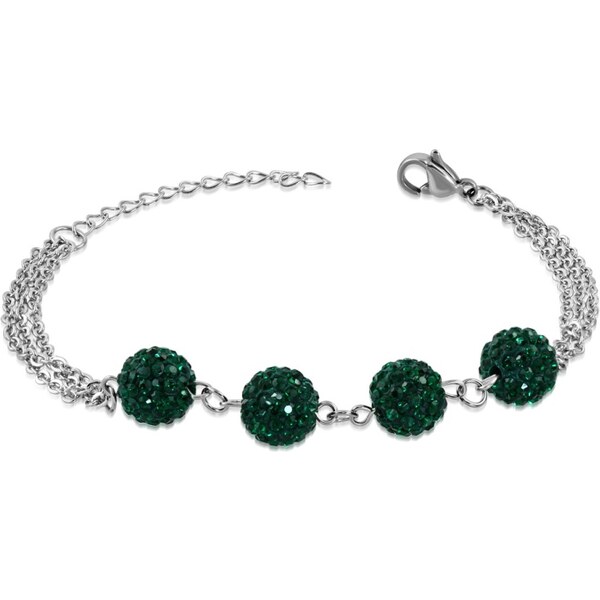 CITY STORM Dámsky oceľový náramok Shamballa smaragdovo-zelený 66888805