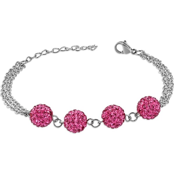 CITY STORM Dámsky oceľový náramok Shamballa ružový 66888804