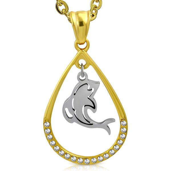 CITY STORM Dámska retiazka s príveskom slza s delfínom z chirurgickej 66888672