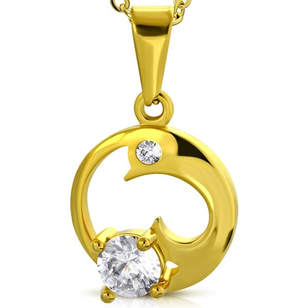 CITY STORM Dámska retiazka s okrúhlym príveskom delfín v zlatom 66888649