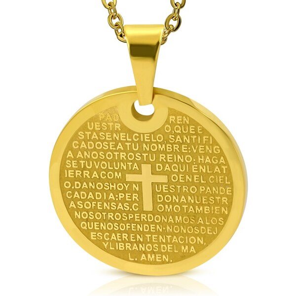 CITY STORM Oceľová retiazka s okrúhlym príveskom s modlitbou a krížom 66888972