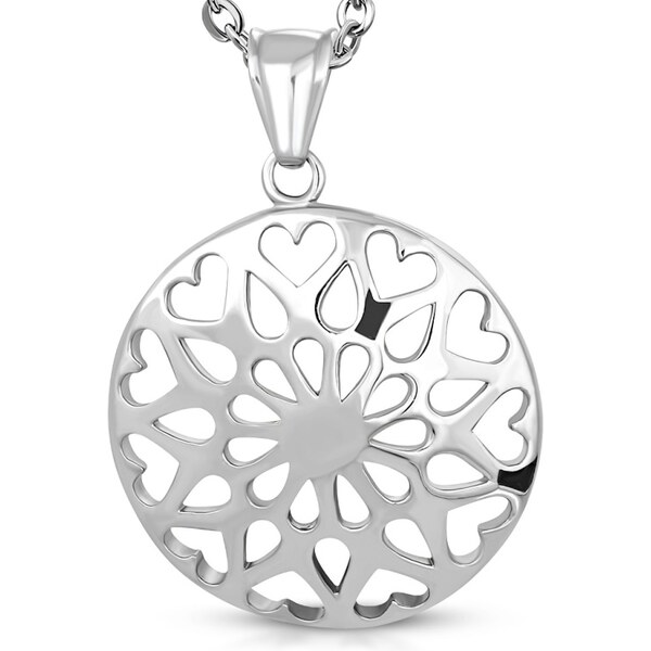 CITY STORM Dámska oceľová retiazka s okrúhlym príveskom Flower Heart 66888621