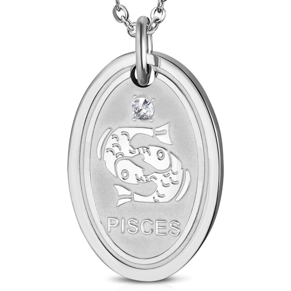 CITY STORM Oceľová retiazka s oválnym príveskom znamenie Ryby 66888977