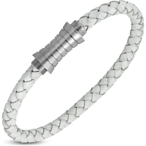 CITY STORM Náramok z eko kože v bielej farbe v kombinácií s oceľou 66888936