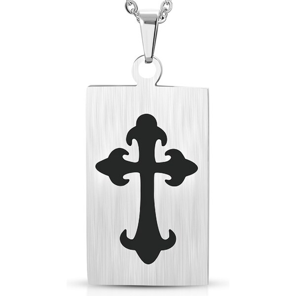 CITY STORM Pánska oceľová retiazka s príveskom platnička s čiernym 66889020