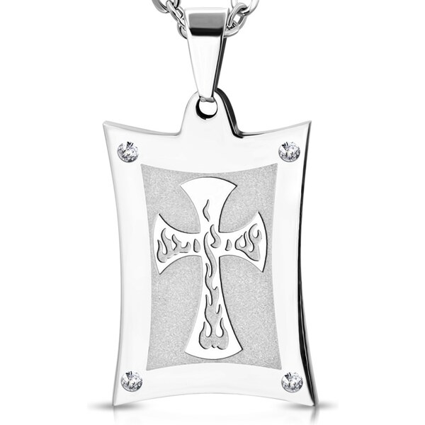 CITY STORM Pánska retiazka s príveskom platnička s horiacim krížom 66889040