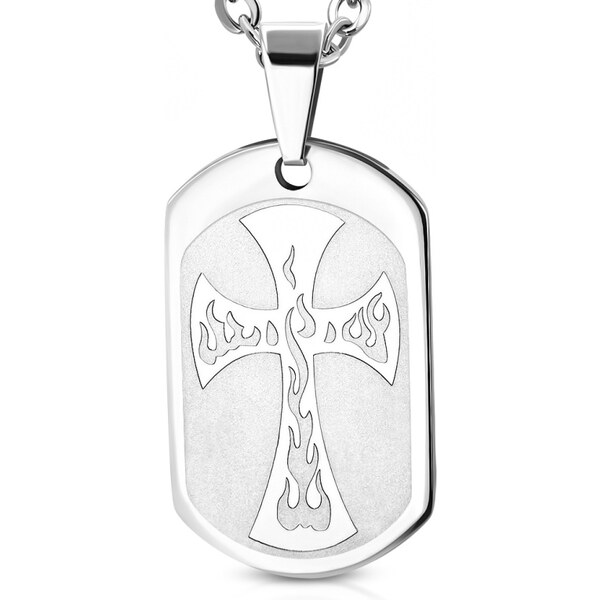 CITY STORM Pánska retiazka s príveskom platnička s horiacim krížom z 66889041