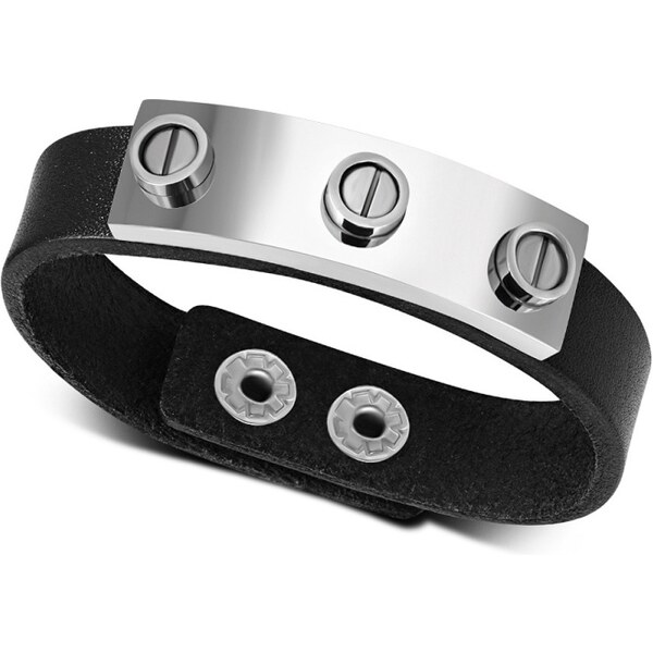 CITY STORM Pánsky náramok z eko kože s oceľovou ozdobou Zaiden II. 66889082