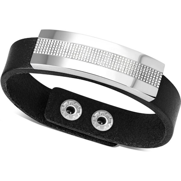 CITY STORM Pánsky náramok z eko kože s oceľovou ozdobou Shane 66889079