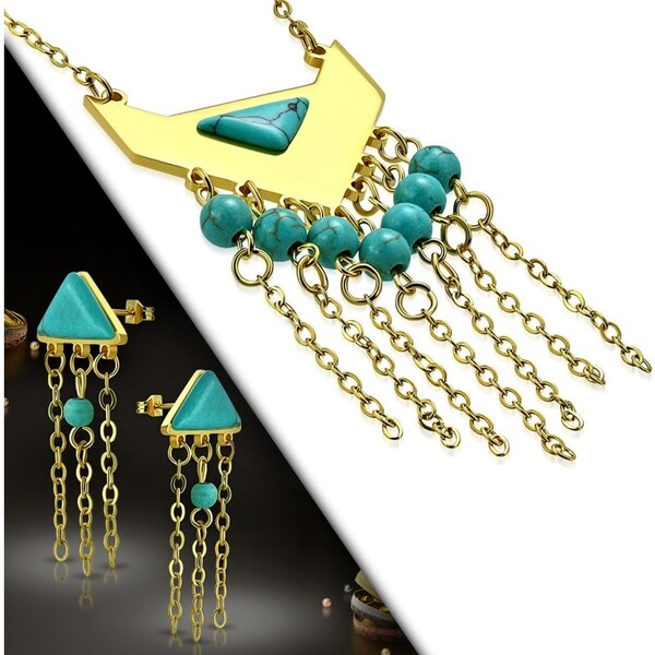 CITY STORM Dámsky set retiazka a náušnice trojuholník zo strapcami 66888833