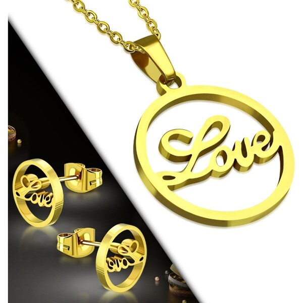 CITY STORM Dámsky set z ocele náušnice a okrúhly príveskom s nápisom 66888843