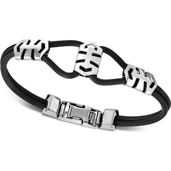 CITY STORM Pánsky silikónový náramok s ozdobnými platničkami z ocele 66889120