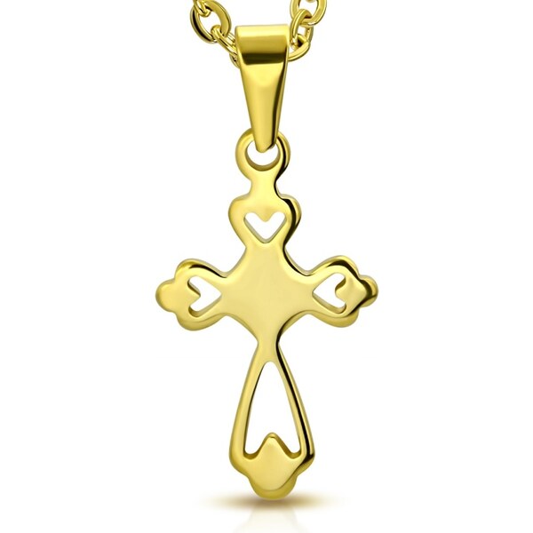 CITY STORM Retiazka s príveskom kríž v zlatej farbe z ocele Faith II. 66889230