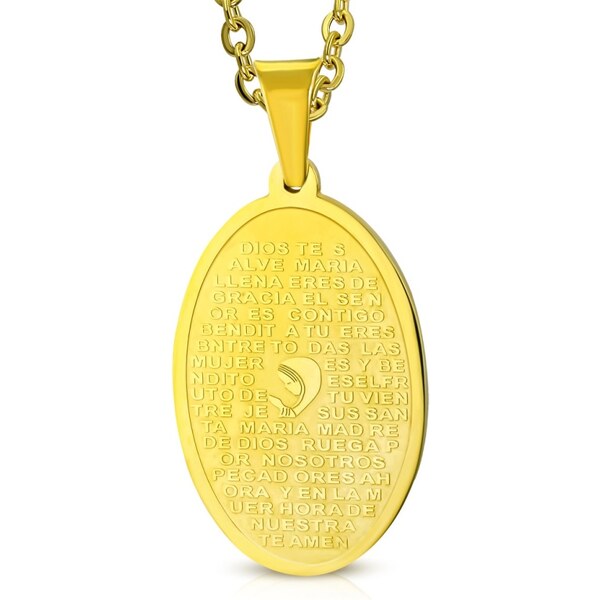 CITY STORM Oceľová retiazka s oválnym príveskom s modlitbou Holly Mary 66888975