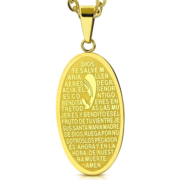 CITY STORM Oceľová retiazka s oválnym príveskom s modlitbou Holly Mary 66888976