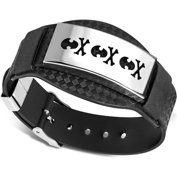 CITY STORM Hrubý pánsky náramok zo silikónovej gumy s ozdobnou 66888872