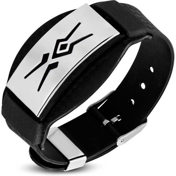 CITY STORM Hrubý pánsky náramok zo silikónovej gumy s oceľovou 66888871