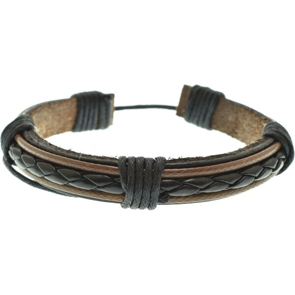 CITY STORM Pánsky náramok z eko kože pletený vzor - čiernohnedý 66889077