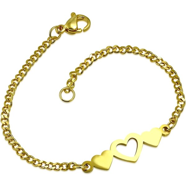CITY STORM Dámsky náramok so srdiečkami z chirurgickej ocele v zlatej 66888755
