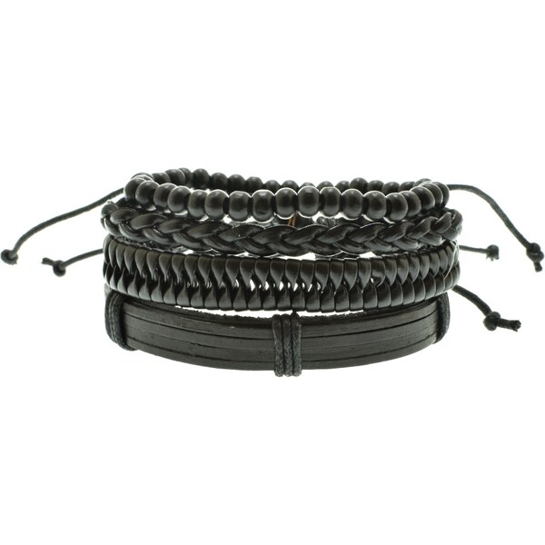 CITY STORM Pánsky set náramkov z eko kože a dreva Bennett II. 66889112