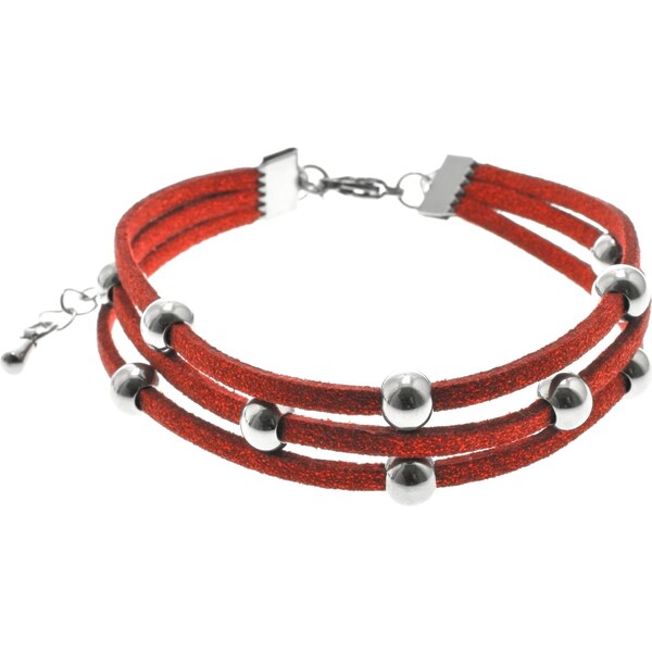 CITY STORM Dámsky náramok z ekokože červený s guličkami II. 66888761