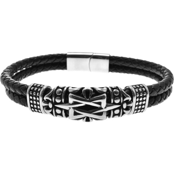 CITY STORM Pánsky náramok z eko kože a ocele Claudius 66889071