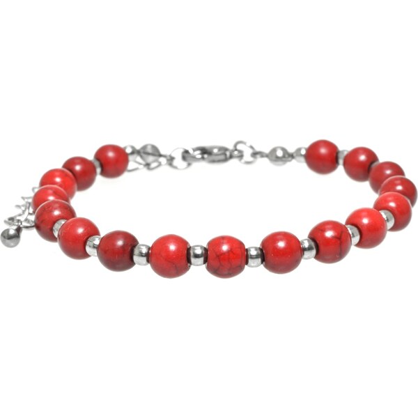 CITY STORM Náramok z červeného syntetického Tyrkysu Camelia - 6 mm 66888932