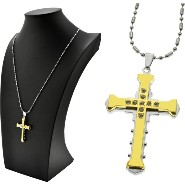 CITY STORM Prívesok kríž s očkami v zlatom prevedení s retiazkou v 66889138