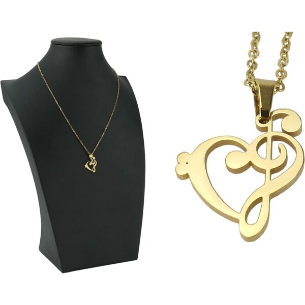 CITY STORM Dámska oceľová retiazka s príveskom srdce s husľovým kľúčom 66888632