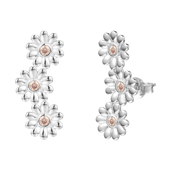 Olivie Strieborné pozdĺžne kvetinové náušnice 4880 22007010