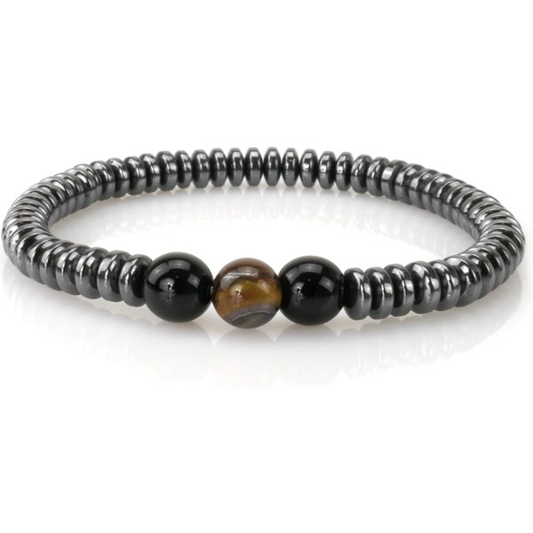 CITY STORM Pánsky náramok z polodrahokamu Hematit a Tigrie oko 66889098