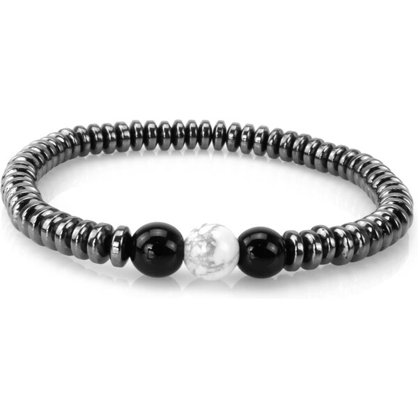CITY STORM Pánsky náramok z polodrahokamu Hematit a Howlit 66889097