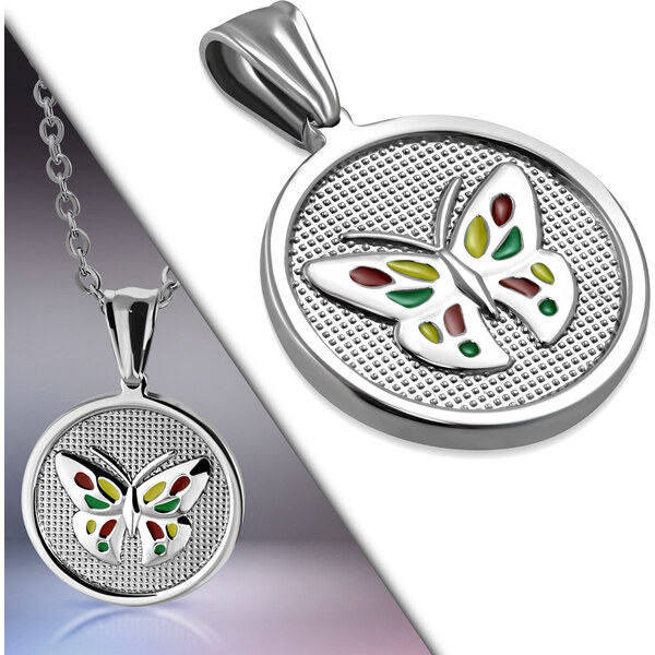 City Storm - Retiazka s príveskom v tvare kruhu s motýľom 66889233