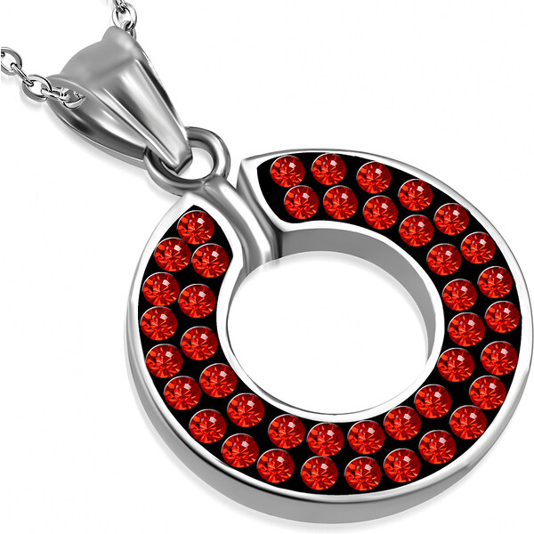 City Storm - Retiazka s príveskom vykladaný červený kruh 66889377