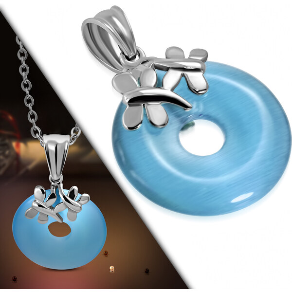 City Storm - Retiazka s príveskom v tvare kruhu s vážkou modrý 66889363