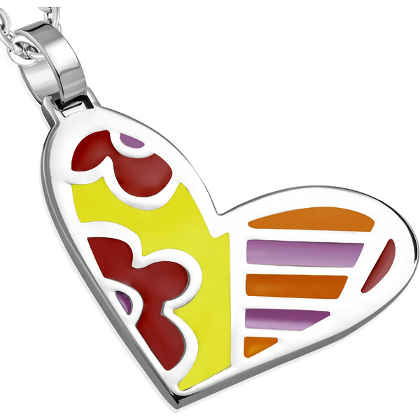 City Storm - Retiazka s príveskom v tvare srdiečka s kvetinkami 66889373