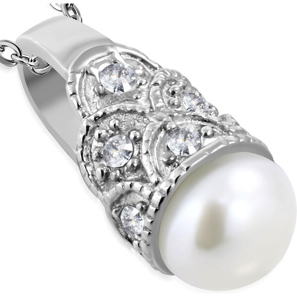 City Storm - Retiazka s príveskom s pravou bielou riečnou perlou 66889327