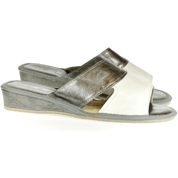 JOHN-C Dámske strieborno-biele papuče RITA 21567055