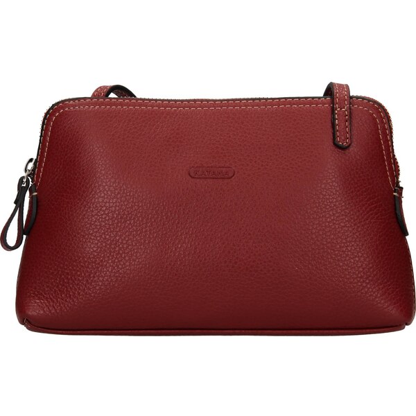 Kožená dámska crosbody kabelka Katana Mia - tmavo červená 21642044