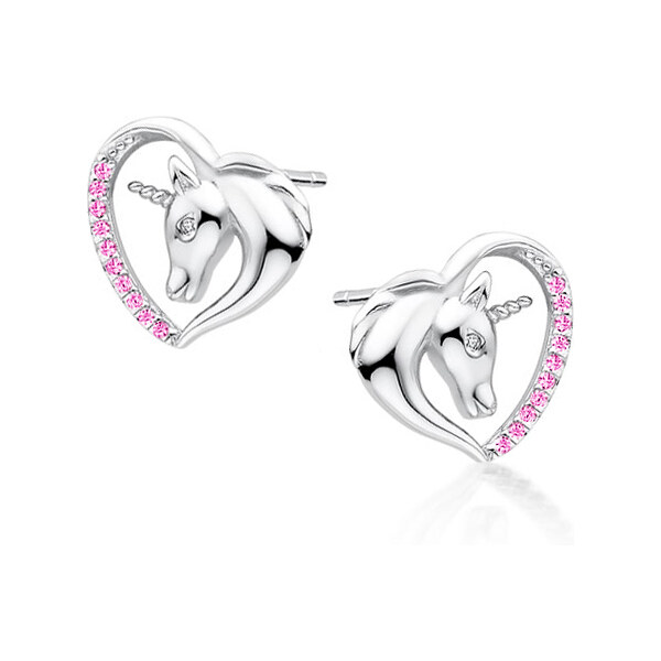 Olivie Strieborné náušnice JEDNOROŽEC V SRDCI 4934 22007063