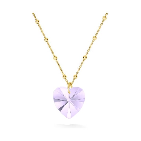 SWAROVSKI Elements Swarovski e. náhrdelník Lovely mauve zlatý, srdce 16713161
