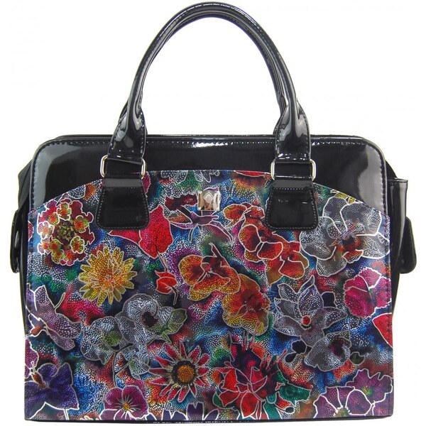 PUNCE LC-01 luxusná čierna dámska kabelka so striebornými kvietky pre 22000192