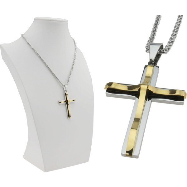 CITY STORM Retiazka s príveskom dvojitý kríž z ocele v strieborno 66889212