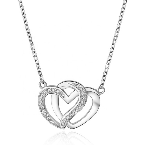 Olivie Strieborný náhrdelník SPOJENÉ SRDCIA 4949 22135744